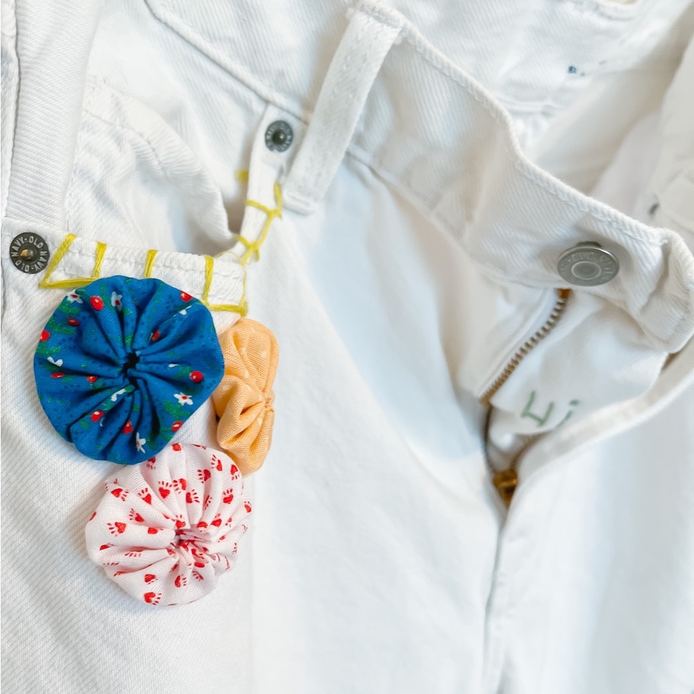 Repurposed : Quilted : Sustainable: Patchwork: White Denim : Size 10 : Unique - Picture 6 of 9